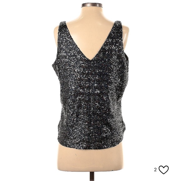 NWT ANN TAYLOR LOFT S black sequin sparkle top - Picture 2 of 2